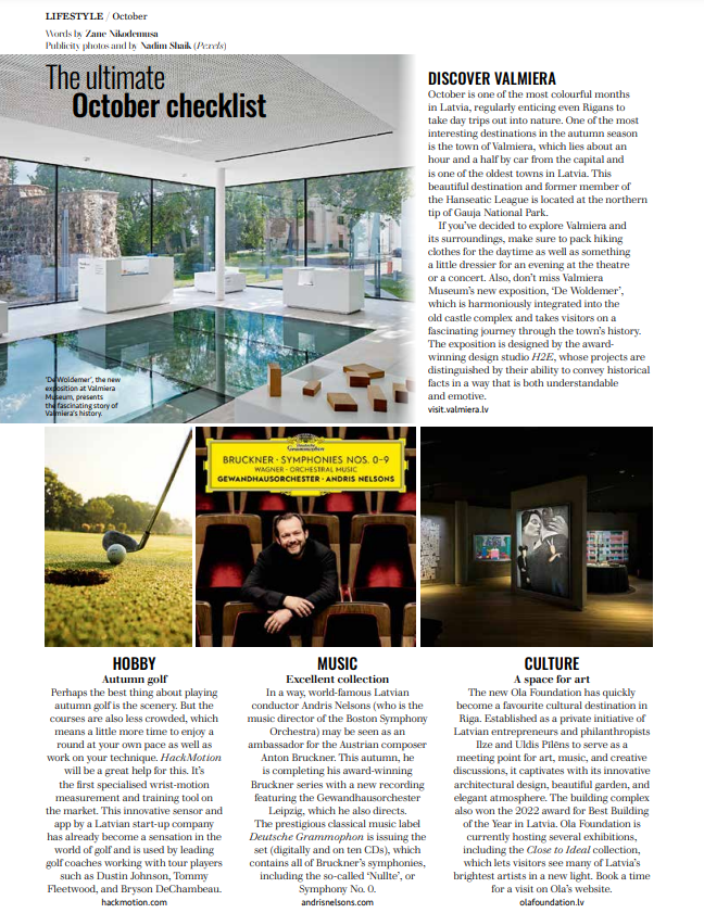 Vieta mākslai — raksts par Ola Foundation kā kultūras galamērķi Baltic Outlook žurnālā