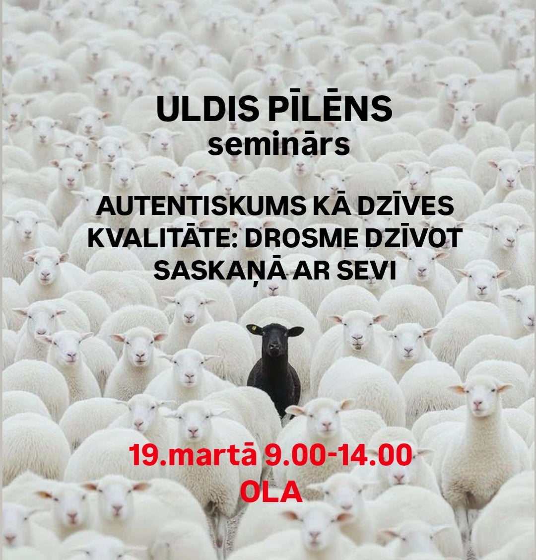 Ulda Pīlēna seminārs - Autentiskums kā dzīves kvalitāte: drosme dzīvot saskaņā ar sevi (REĢISTRĀCIJA BEIGUSIES)