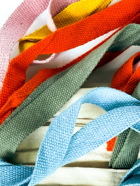 Textile bags with coloured handles